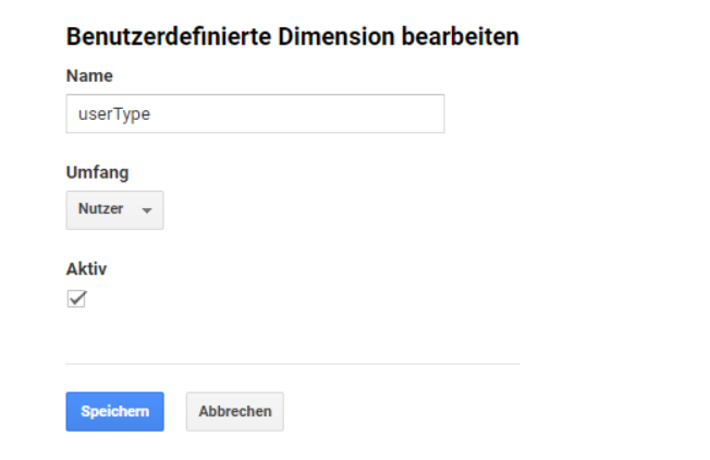 Screenshot: Google Analytics benutzerdefinierte Dimension für internen Traffic