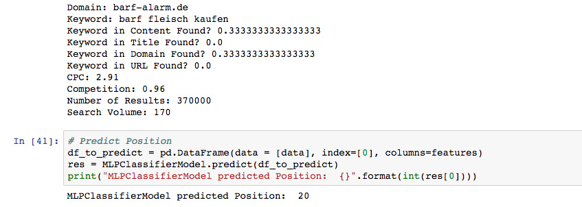Keyword-Ranking Vorhersage auf Platz 20 mit einem Machine Learning Modell