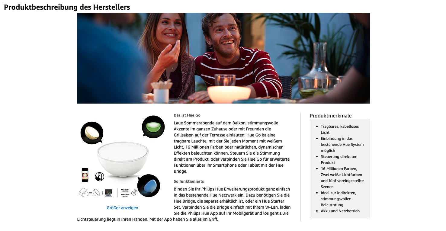 Amazon Produktdetailseite