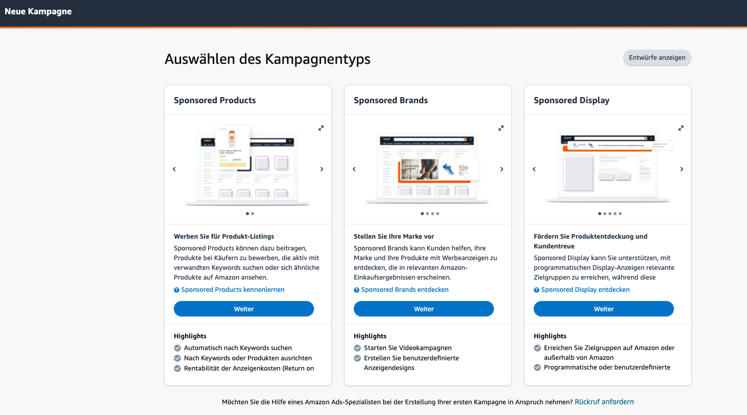 Amazon Ads Kampagnenformate