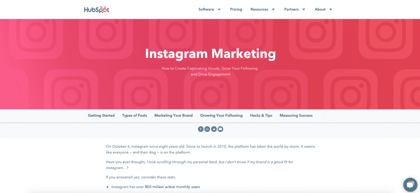Beispiel 1 HubSpots Instagram Marketing Guideline