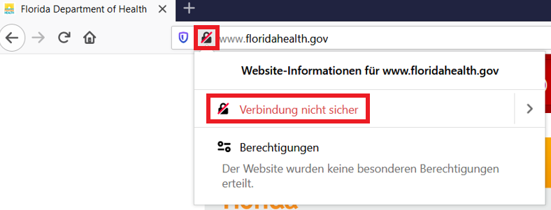 Unsichere Seite bei Firefox