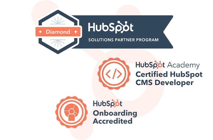 Zertifizierungen von morefire als HubSpot Diamond Partner, CMS Developer und Onboarding Accredited.