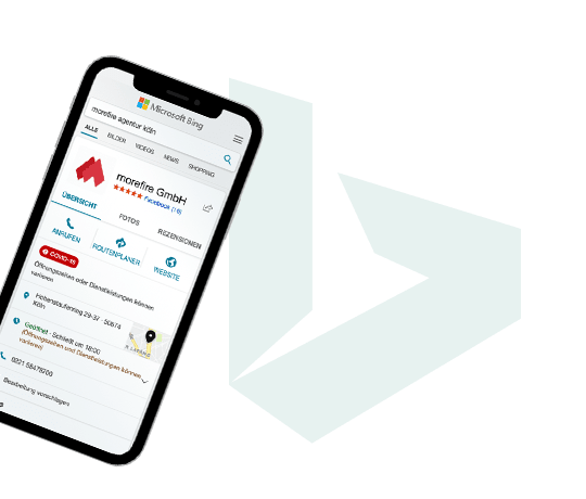 Smartphone mit Microsoft Bing Anzeige der morefire GmbH