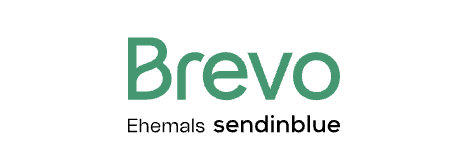 Logo von Brevo mit dem Zusatz 'Ehemals Sendinblue' in grüner Schrift auf weißem Hintergrund