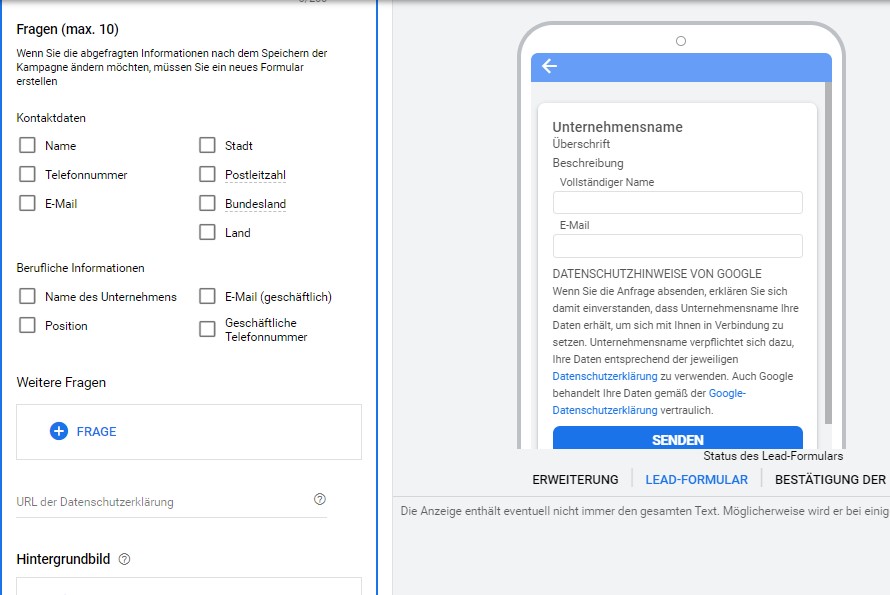 Schaubild Lead Formularerweiterung