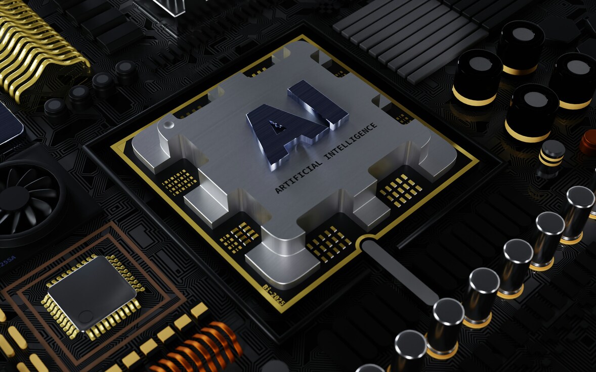 Bild eines Computerprozessors, auf dem AI steht