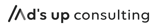 Ad's up consulting Logo in Schwarz-Weiß