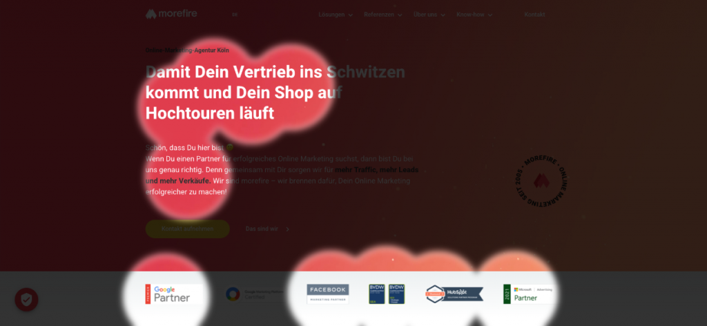 Analyse der Landing Page durch Eyetracking