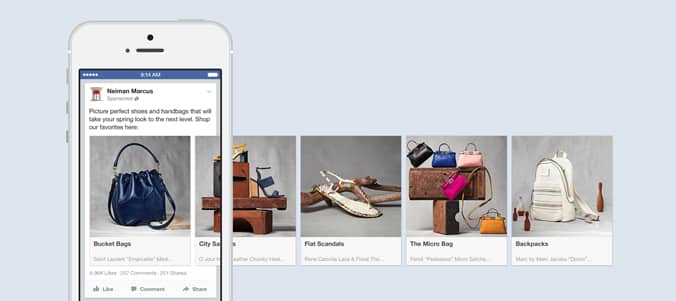 Facebook Carousel Ad mit Produktbildern und Produktbeschreibungen für E-Commerce