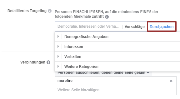 Facebook Zielgruppen durchsuchen