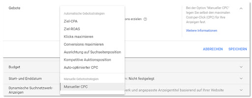 Gebote in Google Ads festlegen