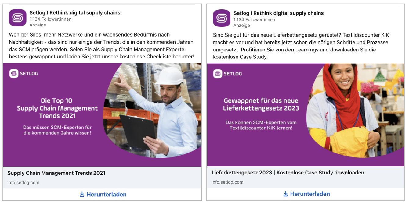 Lead Ads von Setlog