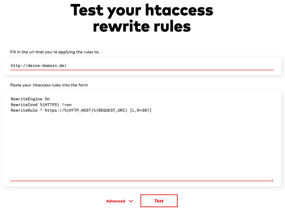 htaccess Rewrite-Tester - Prüfen Sie Ihre URL-Weiterleitungen