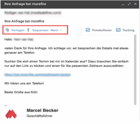 Mailvorlagen von Hubspot mir morefire