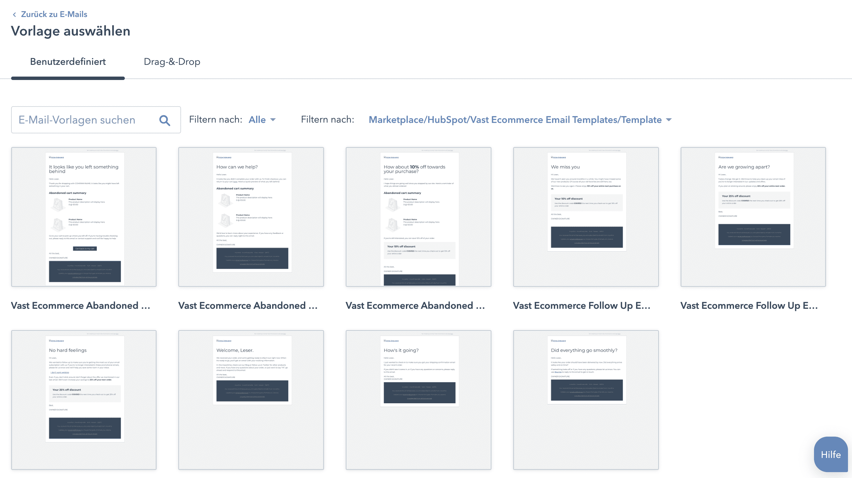 HubSpot – Newsletter erstellen – Newsletter Template auswählen