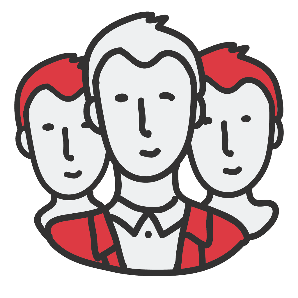 Icon von drei Personen, die interdisziplinäre Teams bei MoreFire symbolisieren