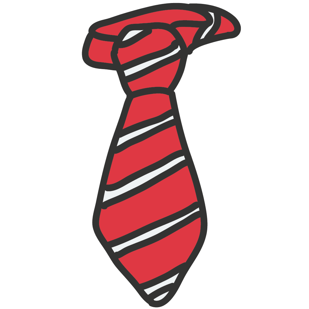 Illustration einer roten Krawatte mit Streifen, Symbol für Professionalität