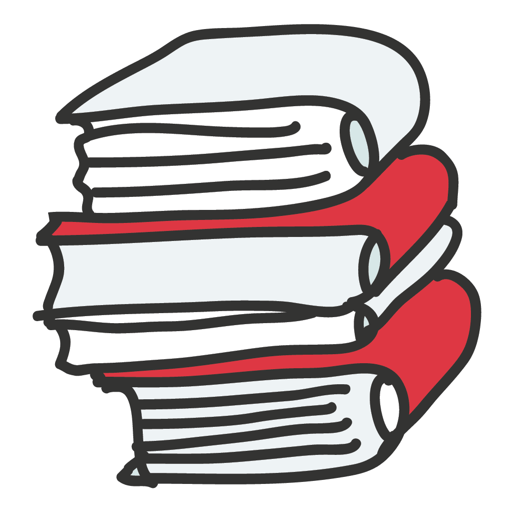 Illustration eines Bücherstapels, der Wissen und Bildung symbolisiert