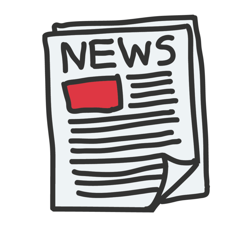 Icon einer Zeitung, das aktuelle Nachrichten und Medieninhalte symbolisiert