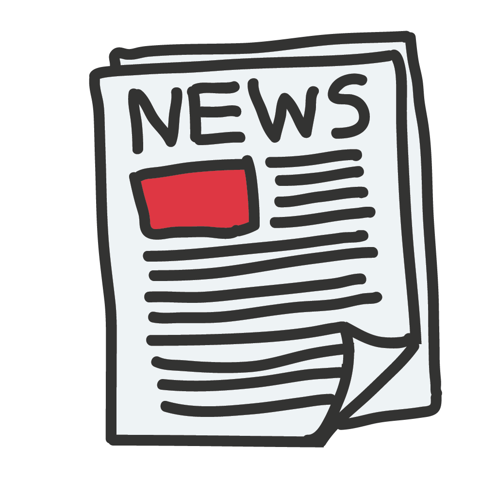 Icon einer Zeitung, das aktuelle Nachrichten und Medieninhalte symbolisiert