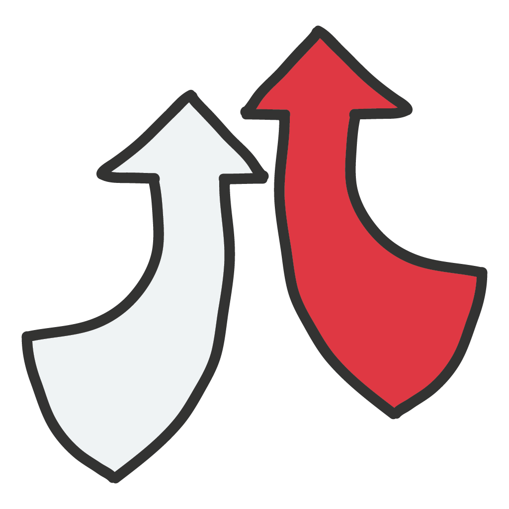 Zwei aufwärts gerichtete Pfeile, die Wachstum und Erfolg symbolisieren