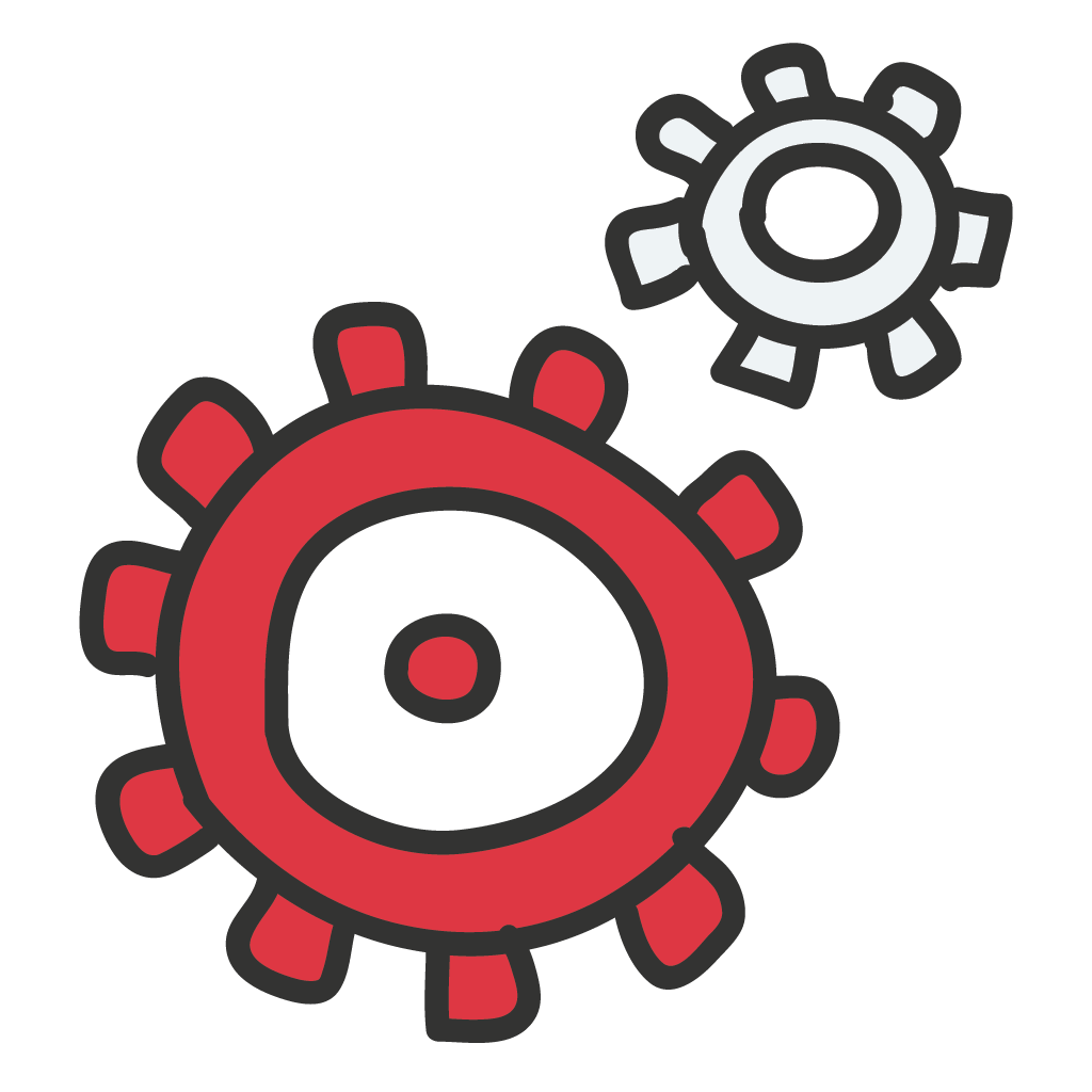 Zwei Zahnräder als Symbol für Teamarbeit und Synergie