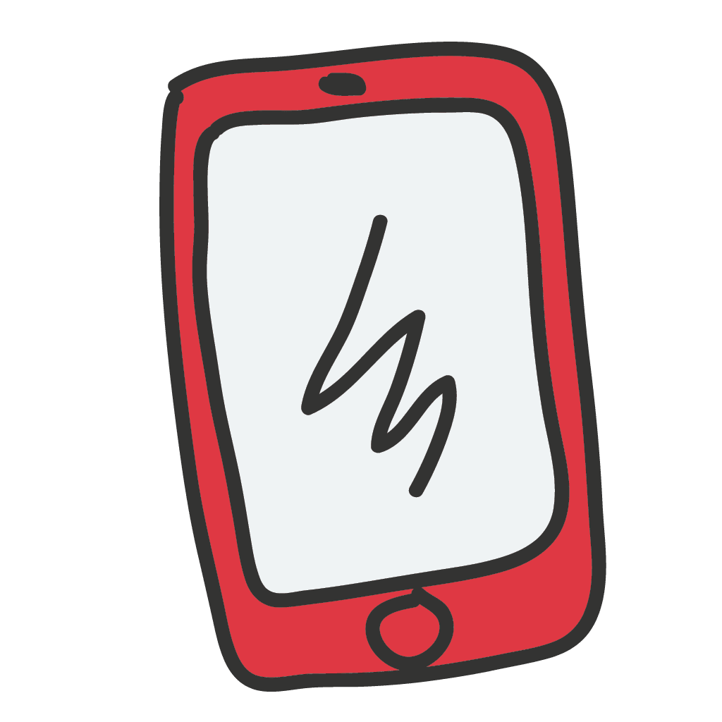 Icon eines Smartphones mit einer Signatur auf dem Bildschirm
