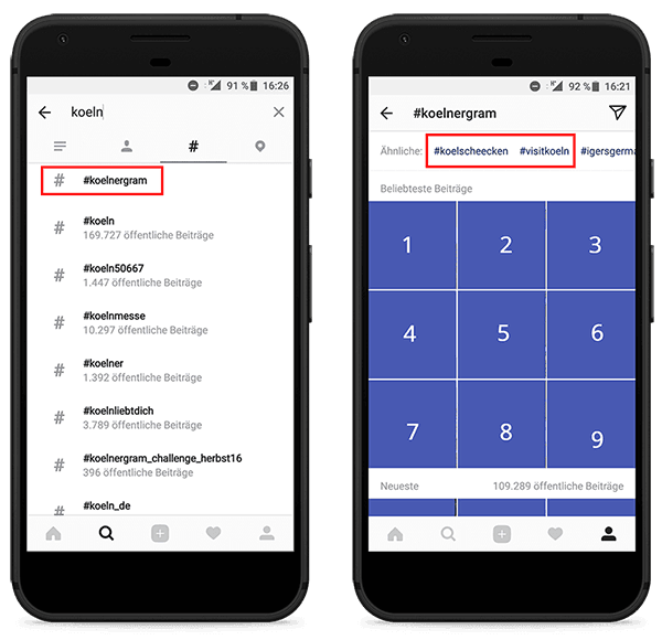 Instagram Hashtag Empfehlungen