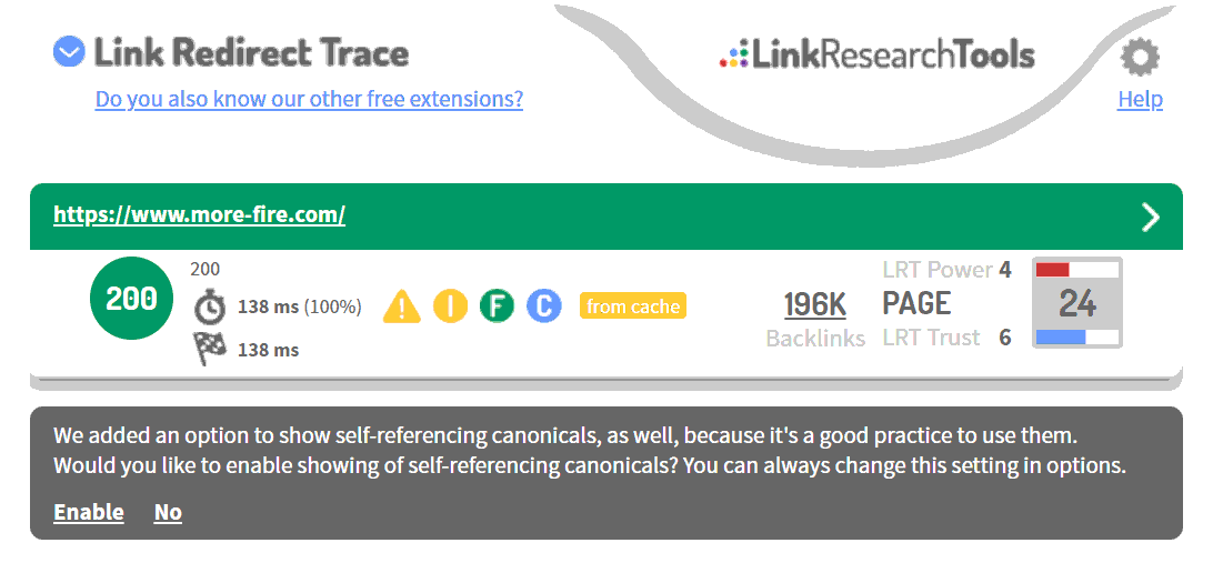 Link Redirect Trace Screenshot