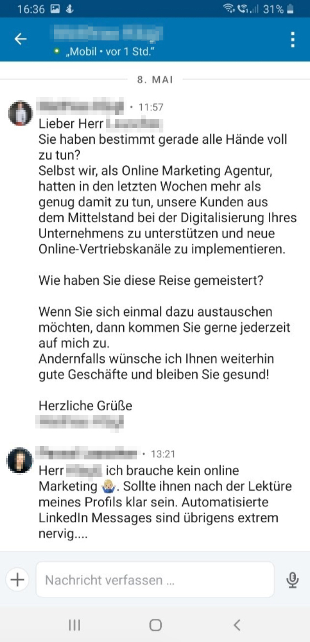 Schlechte LinkedIn Kontaktanfragen 1