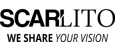 Scarlito Logo mit dem Slogan "We Share Your Vision"