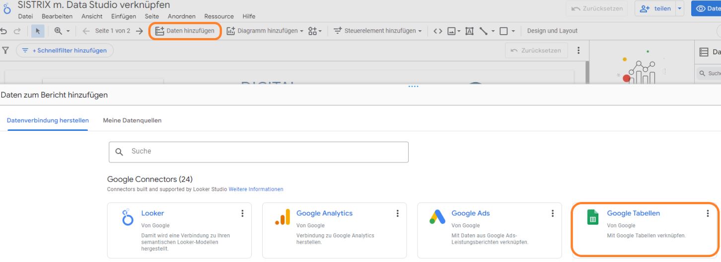 SISTRIX Daten mit dem Looker Studio verknüpfen
