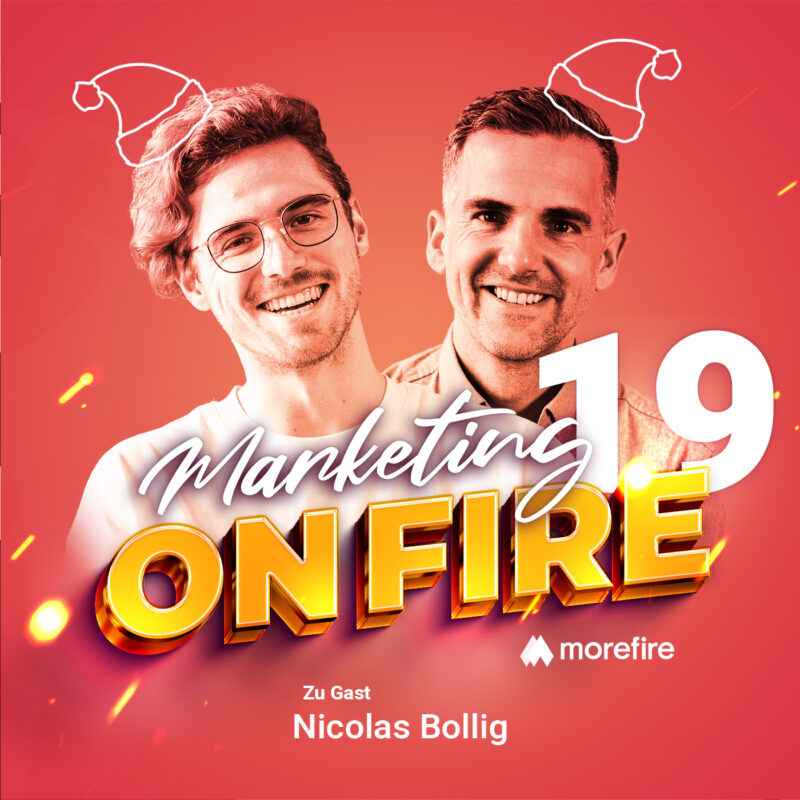 Marketing on Fire Podcast Cover mit Nicolas Bollig und Weihnachtsmütze