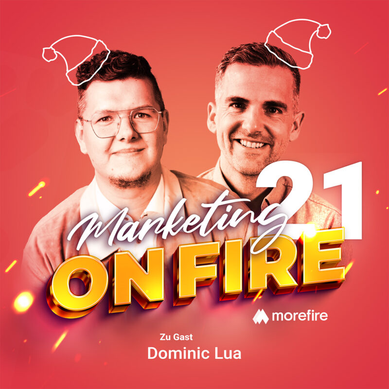 Podcast-Cover „Marketing on Fire“ mit Dominic Lua und Robin Heintze