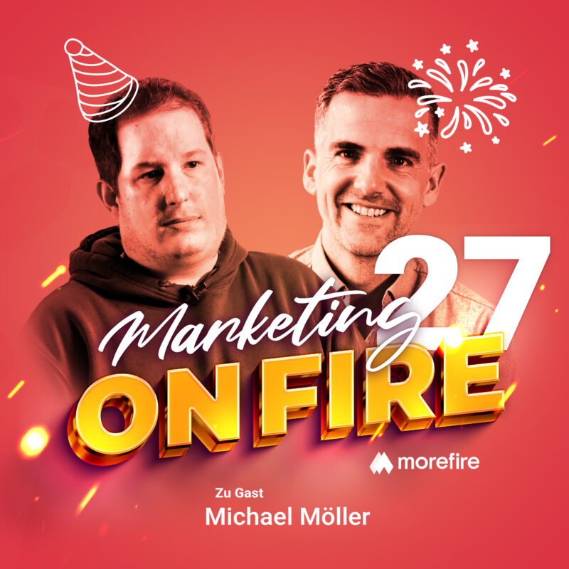 Podcast-Cover „Marketing on Fire“ mit Michael Möller und Robin Heintze