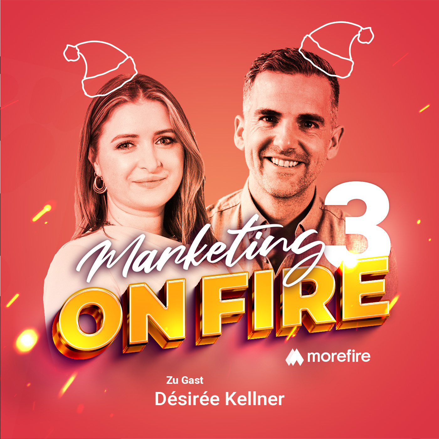 Désirée Kellner und Robin Heintze mit Weihnachtsmützen auf dem Cover des 