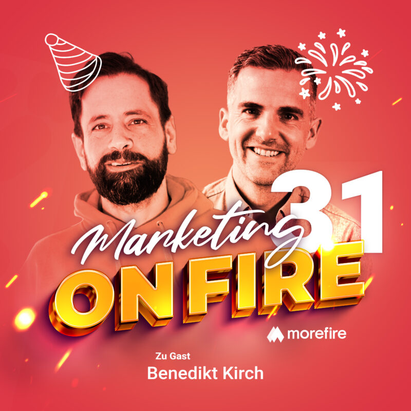 Podcast-Cover „Marketing on Fire“ mit Benedikt Kirch und Robin Heintze