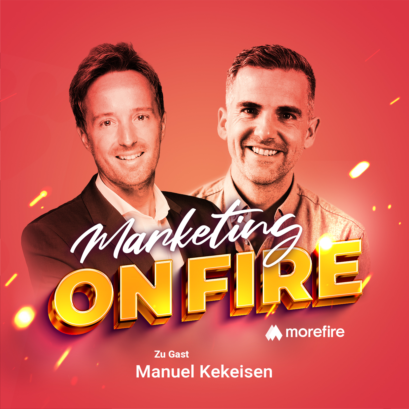 Podcast-Cover mit Manuel Kekeisen und Robin Heintze von Marketing On Fire