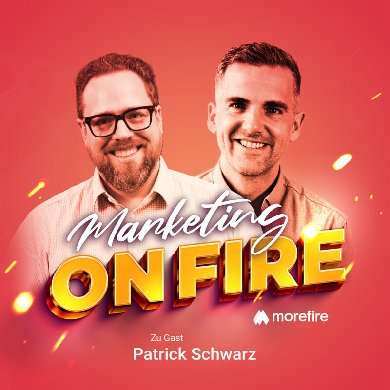 Marketing on fire Podcast Cover mit Robin Heintze und Gast
