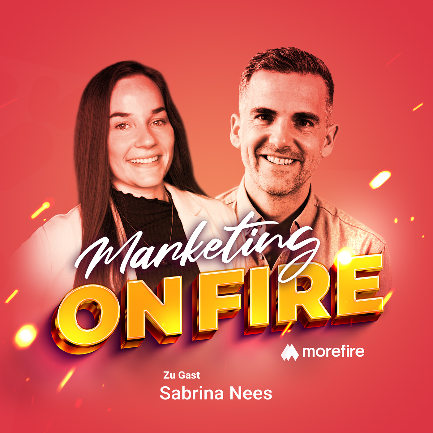 Cover vom Marketing on fire Podcast mit Robin Heintze und Sabrina Nees