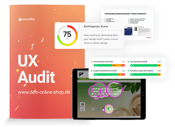 Mockup für UX Audit mit Datenvisualisierung und Performance Scores