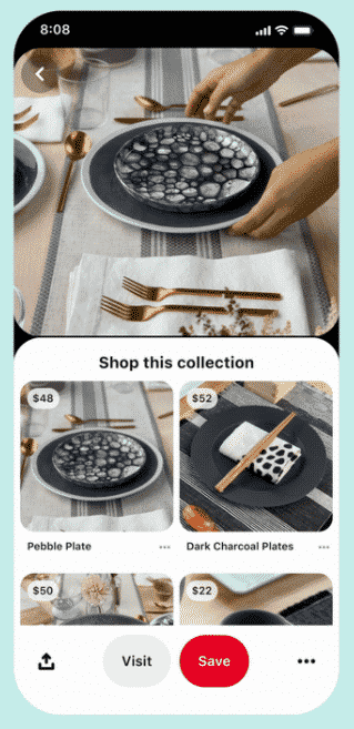 Pinterest Collection Ad mit mehreren Produkten in einem interaktiven Werbeformat