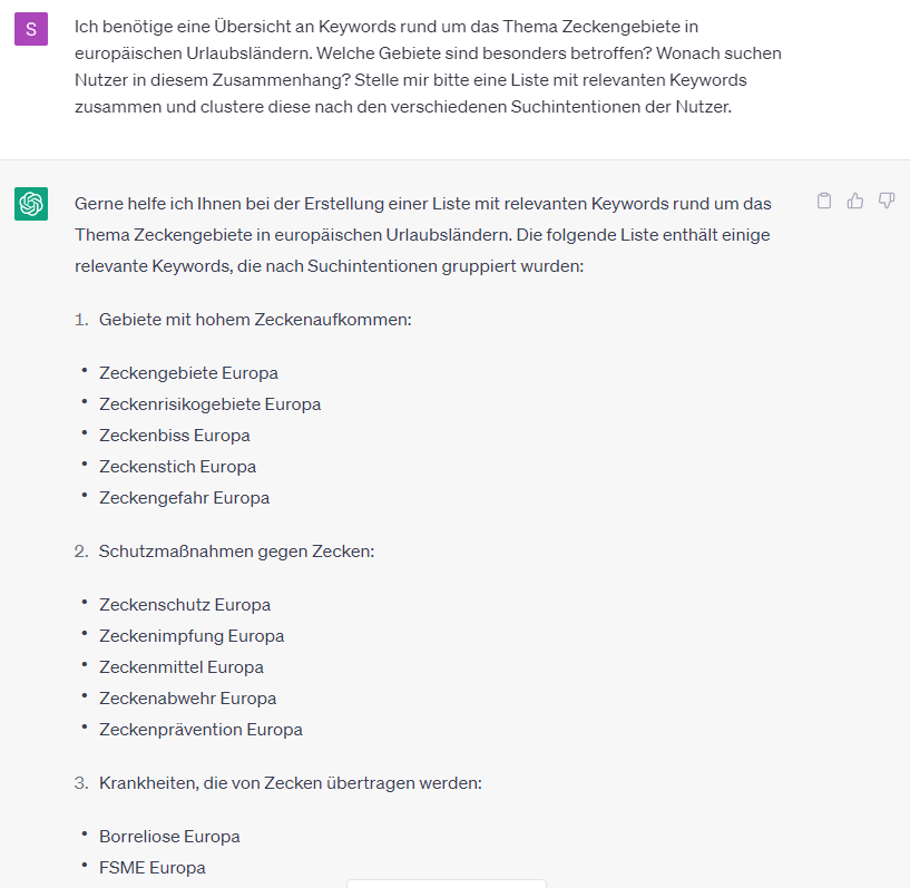 Keyword Recherche mit ChatGPT