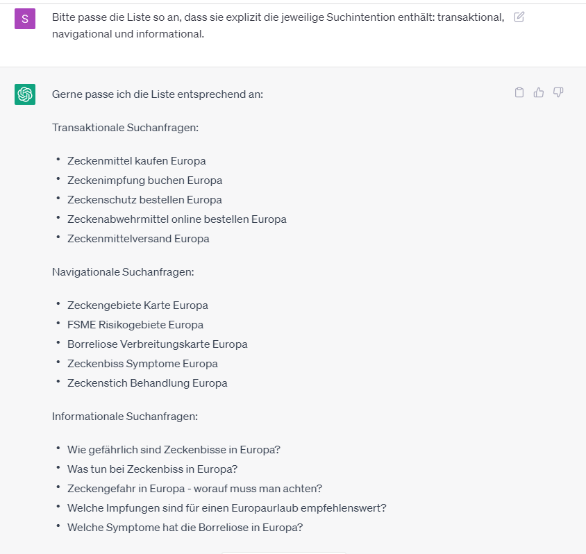 Nachbessern der Keyword Recherche mit ChatGPT