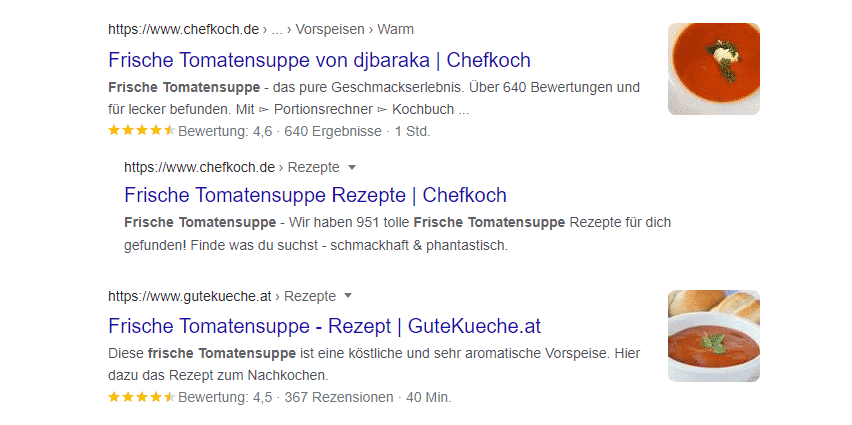 Google-Suchergebnisse für Tomatensuppen-Rezepte mit Bewertungen und Bildern