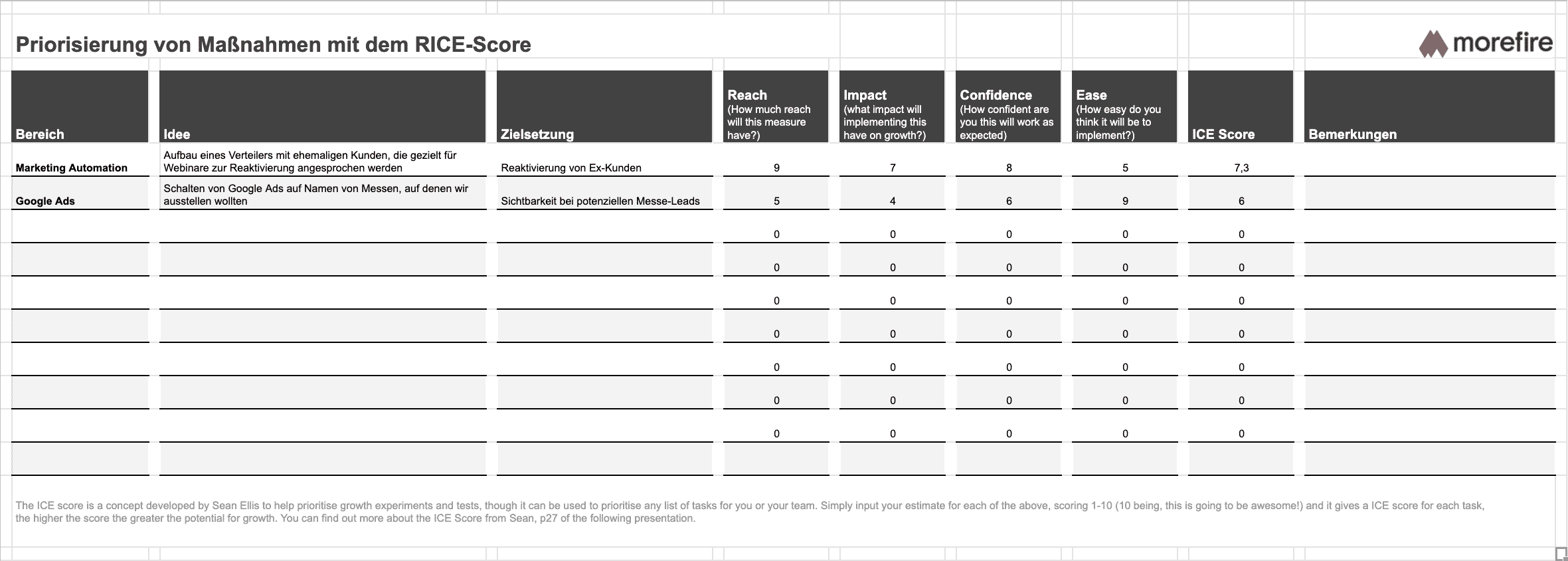 Das RICE-Score Template