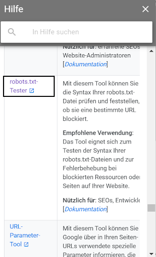 Search Console der robots.txt