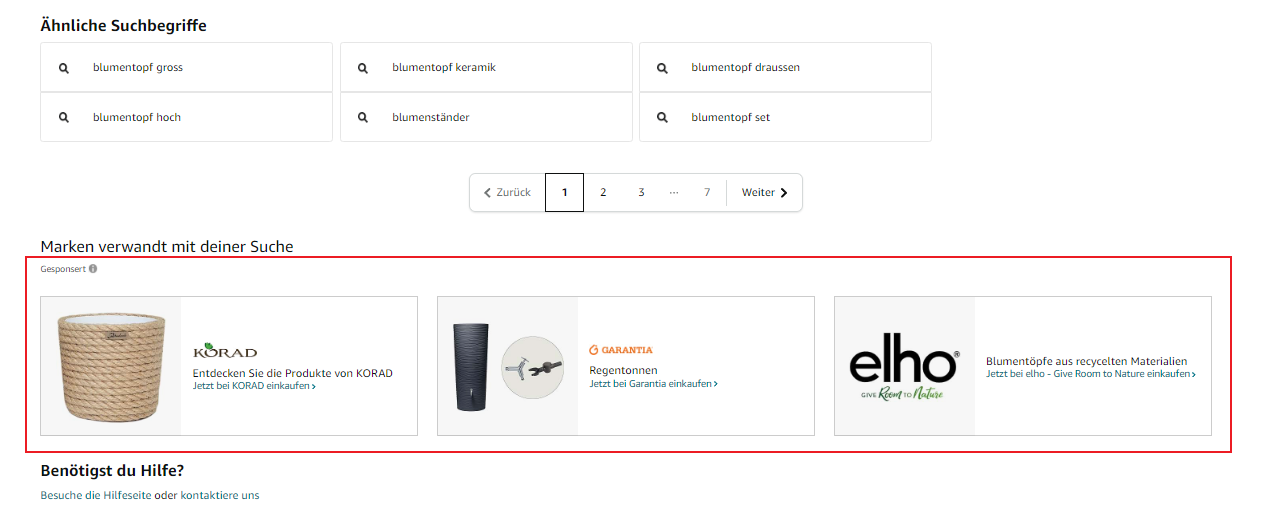 Beispiel für Sponsored Brands auf Amazon