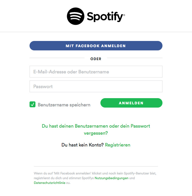 Spotify - Benutzername speichern